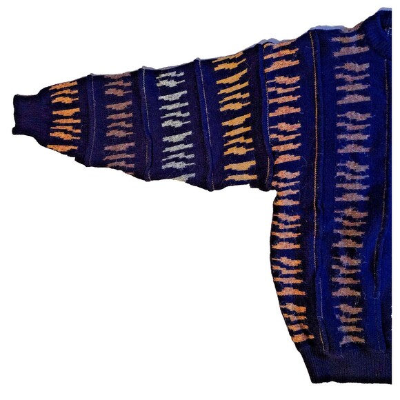 K. Cosa 3D Textured Knit Crewneck Sweater Mens Size L  VTG 90s Mod Pullover - Picture 5 of 13